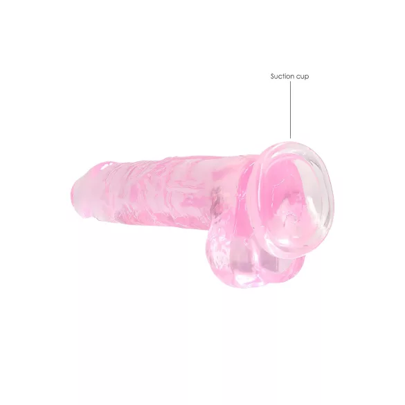 RealRock - realistický dildo - priehľadný ružový - 19 cm