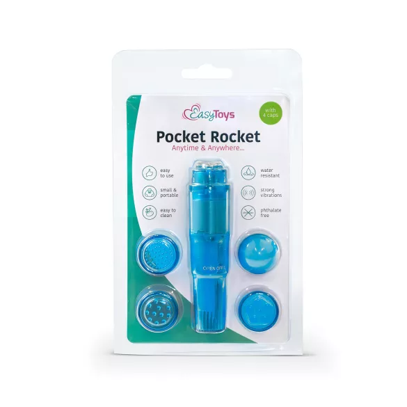 Easytoys - vreckový vibrátor set - 5 dielov - modrý