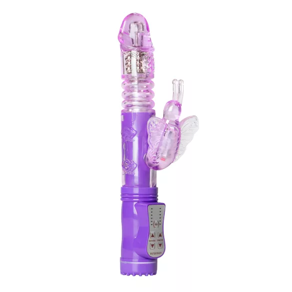Easytoys - vibrátor s otáčaním a prirážaním - motýlik - fialový