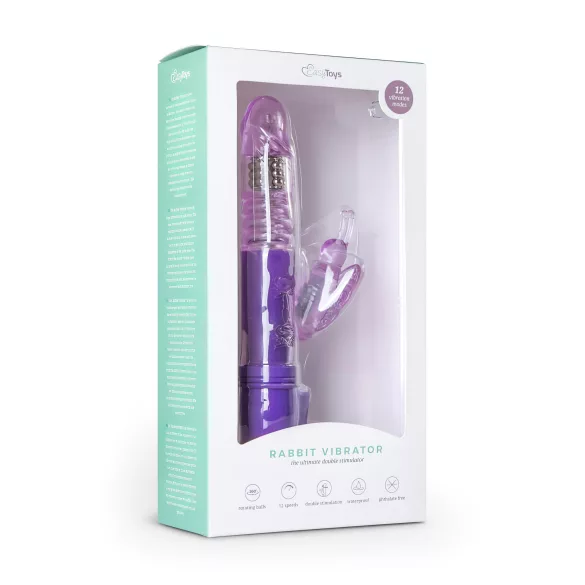 Easytoys - vibrátor s otáčaním a prirážaním - motýlik - fialový