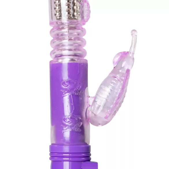 Easytoys - vibrátor s otáčaním a prirážaním - motýlik - fialový