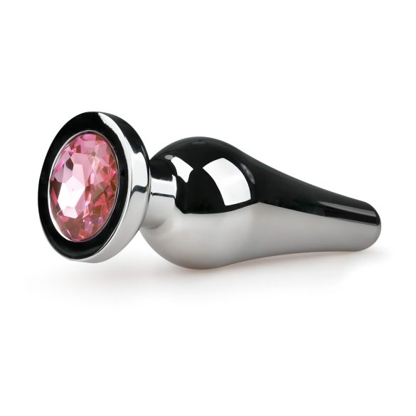 Easytoys Metal No.11 - análny plug s ružovým kameňom - strieborný (3,5 cm)