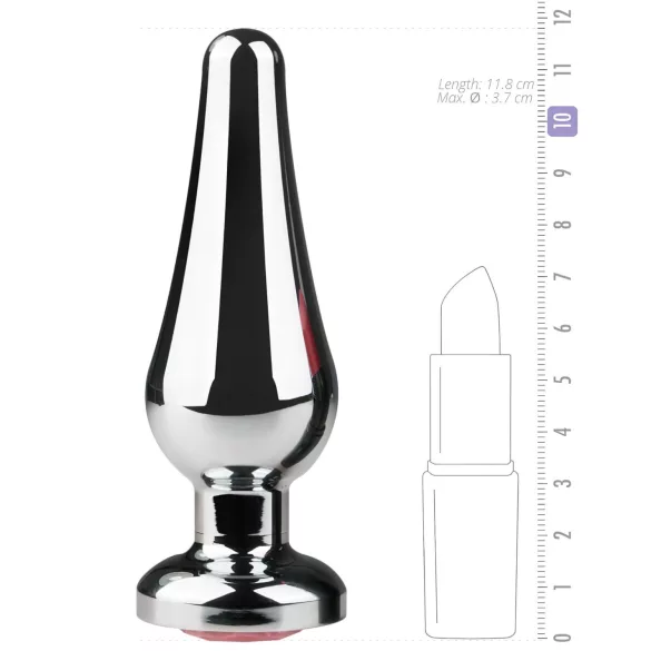 Easytoys - análny kolík s ružovým kameňom - kovový strieborný 3,5 cm