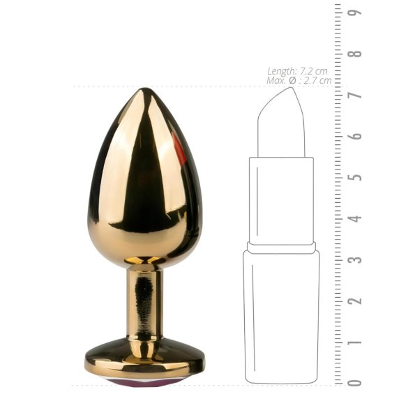 Easytoys - análny kolík s fialovým kamienkom - kovový zlatý 2,5 cm