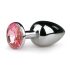 Easytoys Metal No.1 - análny kolík so ružovým kameňom - strieborný (2,7 cm)