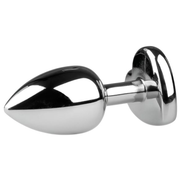 Easytoys - análny kolík srdiečko s kameňom - kovový strieborný biely