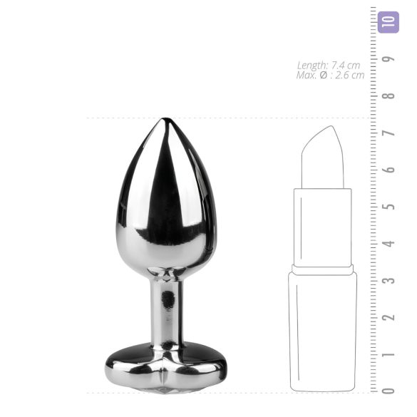 Easytoys - análny kolík srdiečko s kameňom - kovový strieborný biely