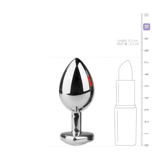 Easytoys - análny kolík so srdcom a bielym kameňom - strieborný