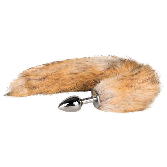 Easytoys Fox NO1 - kovový análny kolík s líščím chvostom (strieborný-červený)