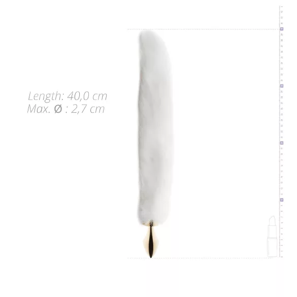 Easytoys Fox NO13 - kovový análny kolík s líščím chvostom - zlatý/biely