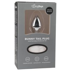   Easytoys Bunny NO1 - análny kovový kolík s králičím chvostom - strieborný/biely