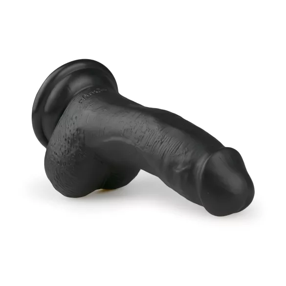 Easytoys - realistický dildó s prísavkou a semenníkmi - čierny 15 cm