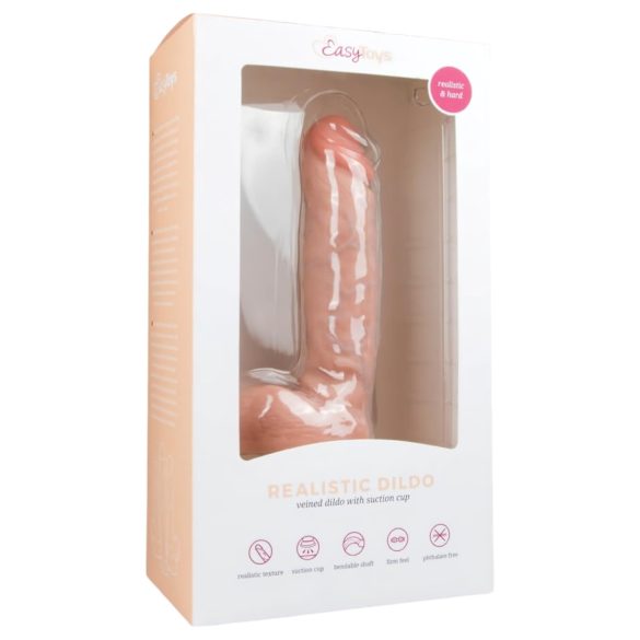 Easytoys - prísavný dildo s semenníkmi (22,5cm) - prírodný