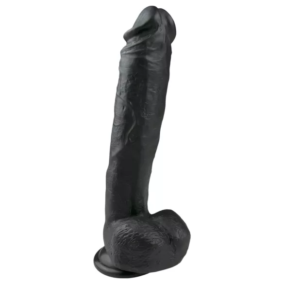 Easytoys - realistický dildó s prísavkou a semenníkmi - čierny 26,5 cm
