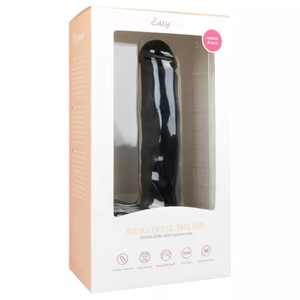 Easytoys - realistický dildó s prísavkou a semenníkmi - čierny 26,5 cm