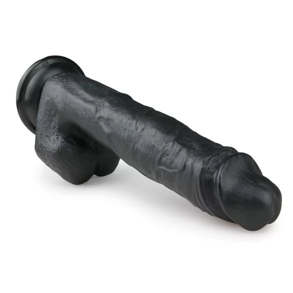 Easytoys - realistický dildó s prísavkou a semenníkmi - čierny 26,5 cm