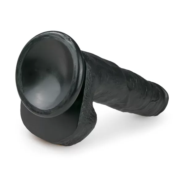 Easytoys - realistický dildó s prísavkou a semenníkmi - čierny 26,5 cm