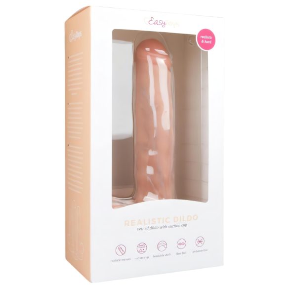 Easytoys - veľký prísavný dildo s semenníky (29,5 cm) - naturálny