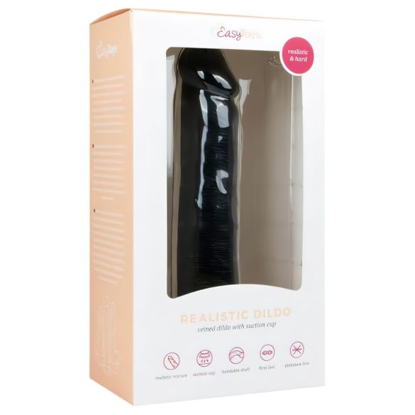 Easytoys - realistický dildo s prísavkou - čierny - 20,5 cm