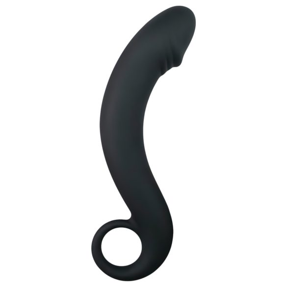 EasyToys zahnuté dildo - silikónové análne (čierne)