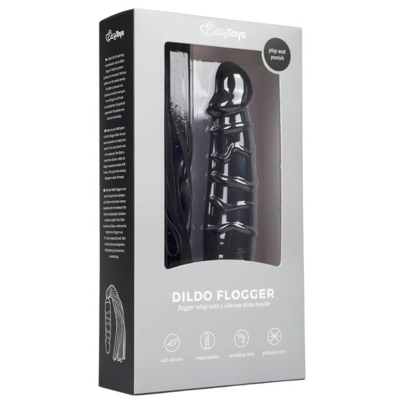 Easytoys - bič a silikónové dildo 2v1 - čierny