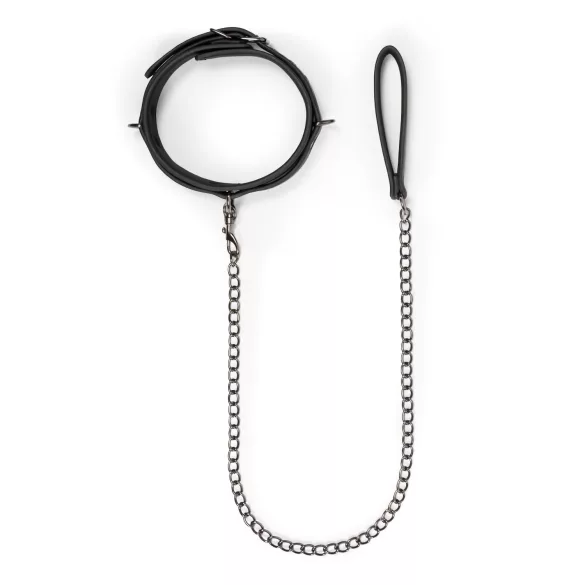 Easytoys - obojok a vodítko - čierny - fetiš