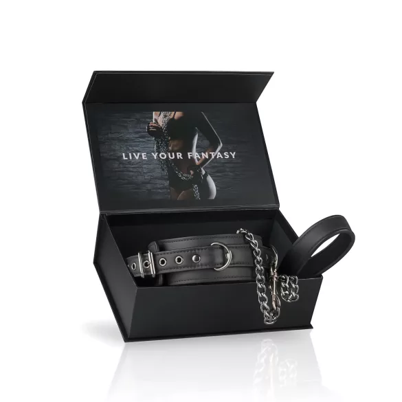 Easytoys - obojok a vodítko - čierny - fetiš