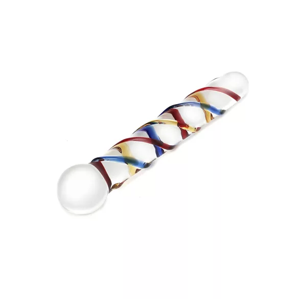 Rimba Rachella - dvojitý sklenený dildo - číry/farebný