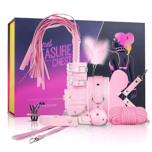 Secret Pleasure Chest - BDSM sada pre pokročilých - 14 dielov - ružová