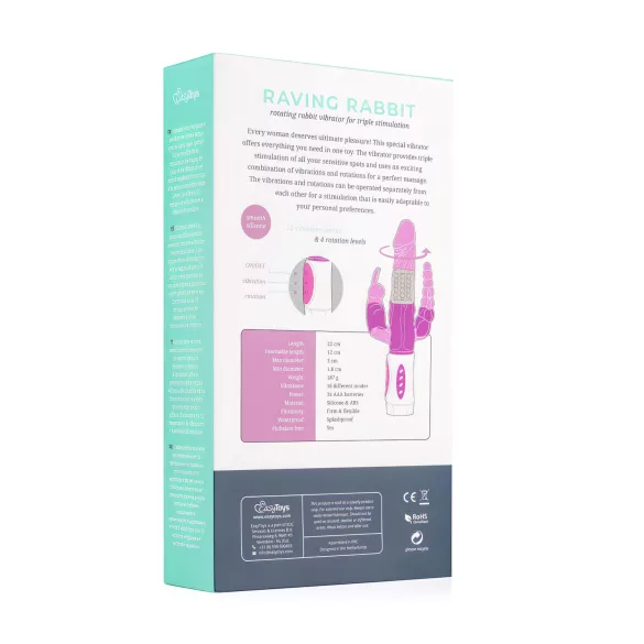 Easytoys Raving Rabbit - 3-ramenný vibrátor (ružový)