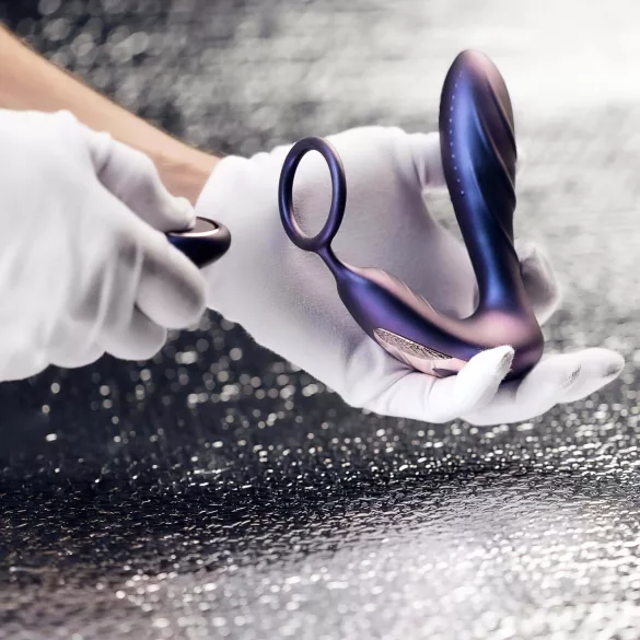 Hueman - análny vibrátor s rádiovým ovládaním a erekčným krúžkom - fialový