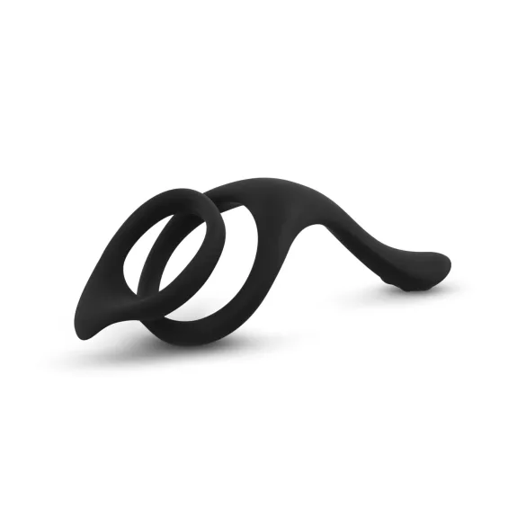 Easytoys - erekčný krúžok na penis a semenníky - flexibilný - čierny
