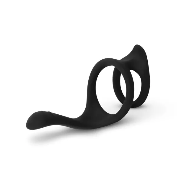 Easytoys - erekčný krúžok na penis a semenníky - flexibilný - čierny