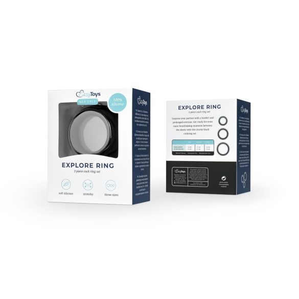 Easytoys - sada erekčných krúžkov na penis - 3 ks - čierna