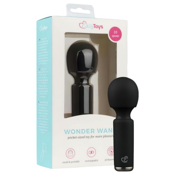 Easytoys Wonder Wand - nabíjateľný mini masážny vibrátor (čierny)