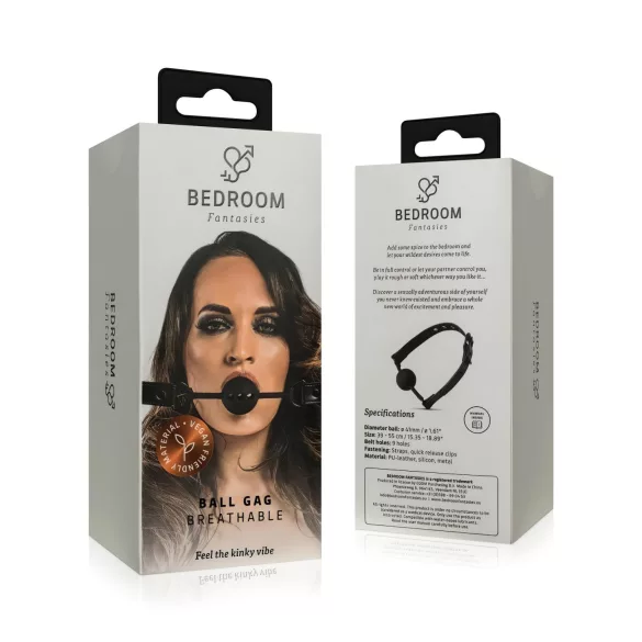 Bedroom Fantasies - ústna zátka s dýchacími otvormi - čierna