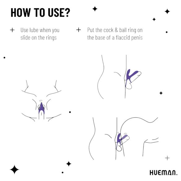 Hueman Infinity Ignite - vibračný erekčný krúžok na penis a semenníky - fialový