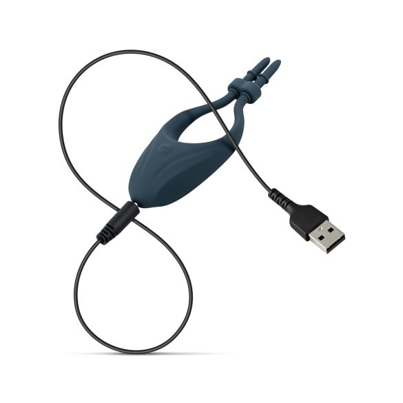 Boners - vibračný nastaviteľný erekčný krúžok - modrý