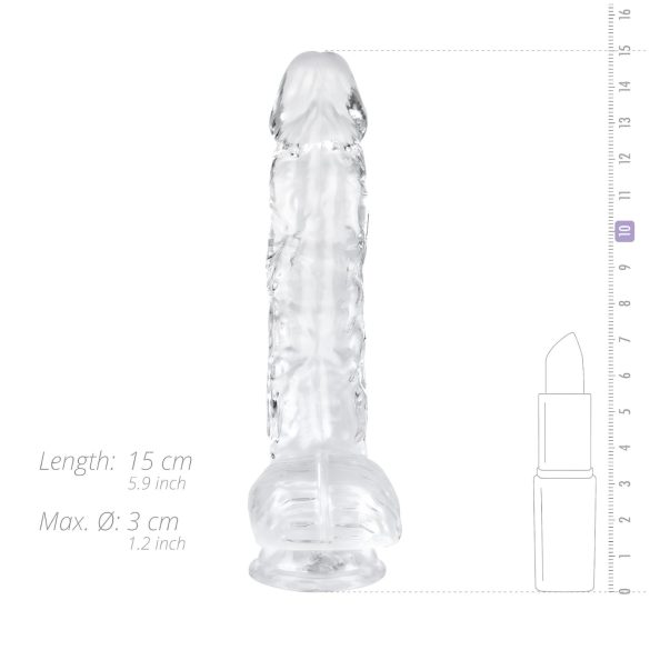 EasyToys - realistický dildo s semenníkmi - 13,5 cm - priehľadný