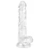 EasyToys - dildo s vajcami - 17 cm - priehľadný
