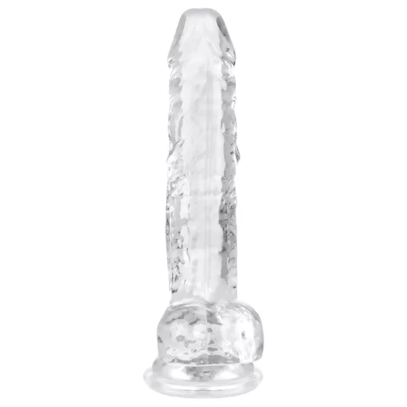 EasyToys - dildo s vajcami - 17 cm - priehľadný