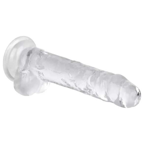 EasyToys - dildo s vajcami - 17 cm - priehľadný