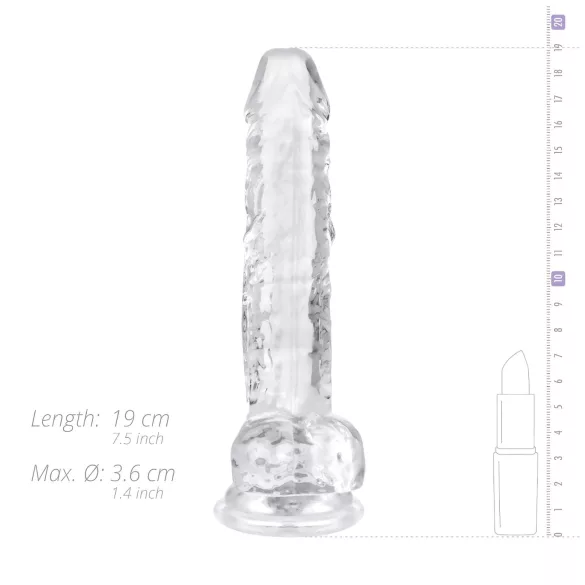 EasyToys - dildo s vajcami - 17 cm - priehľadný