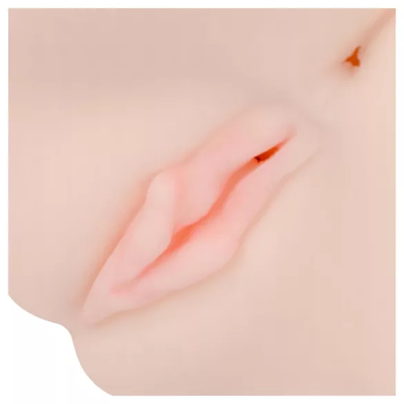 FWB - umelá vagína a análna vibrácia - vibrátor - telová farba