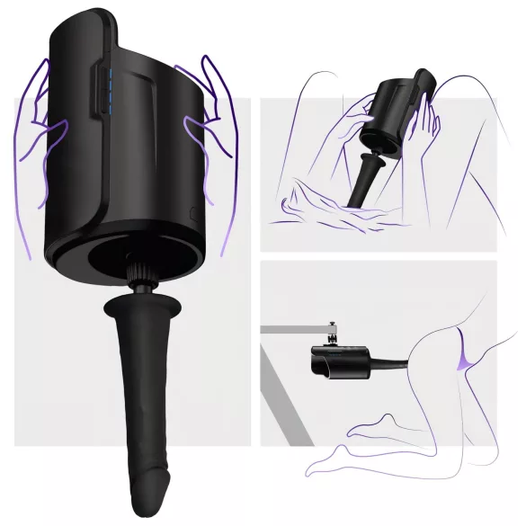 Kiiroo - realistický vákuový dildo - čierny - 19 cm