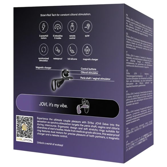 Snail Vibe Jovi - vibračný krúžok na penis a párový vibrátor - čierny