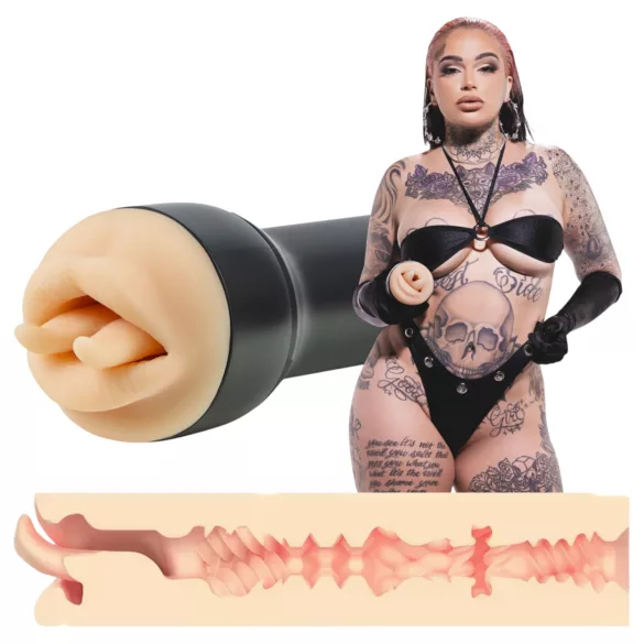 Kiiroo Feel Leigh Raven - umelé ústa s rozrezaným jazykom (prírodná farba)