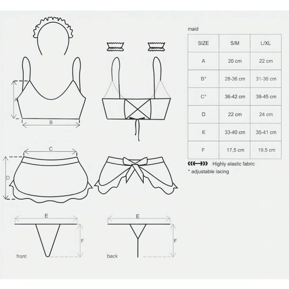 Obsessive - kostým služobná - 5-dielna súprava