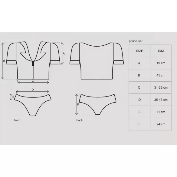 Obsessive - kostým policajtky - set - S/M