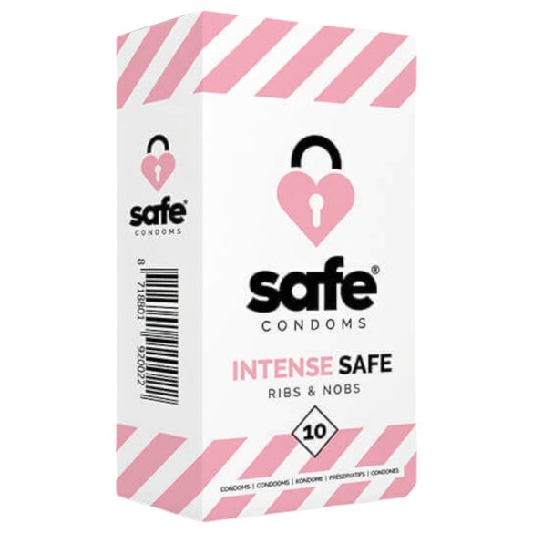 SAFE Intense Safe - ryhované-bodkované kondómy (10 ks)